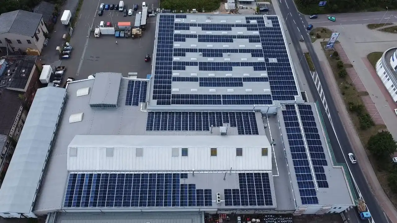 Photovoltaik-Anlage, Photon Standort Meißen von oben