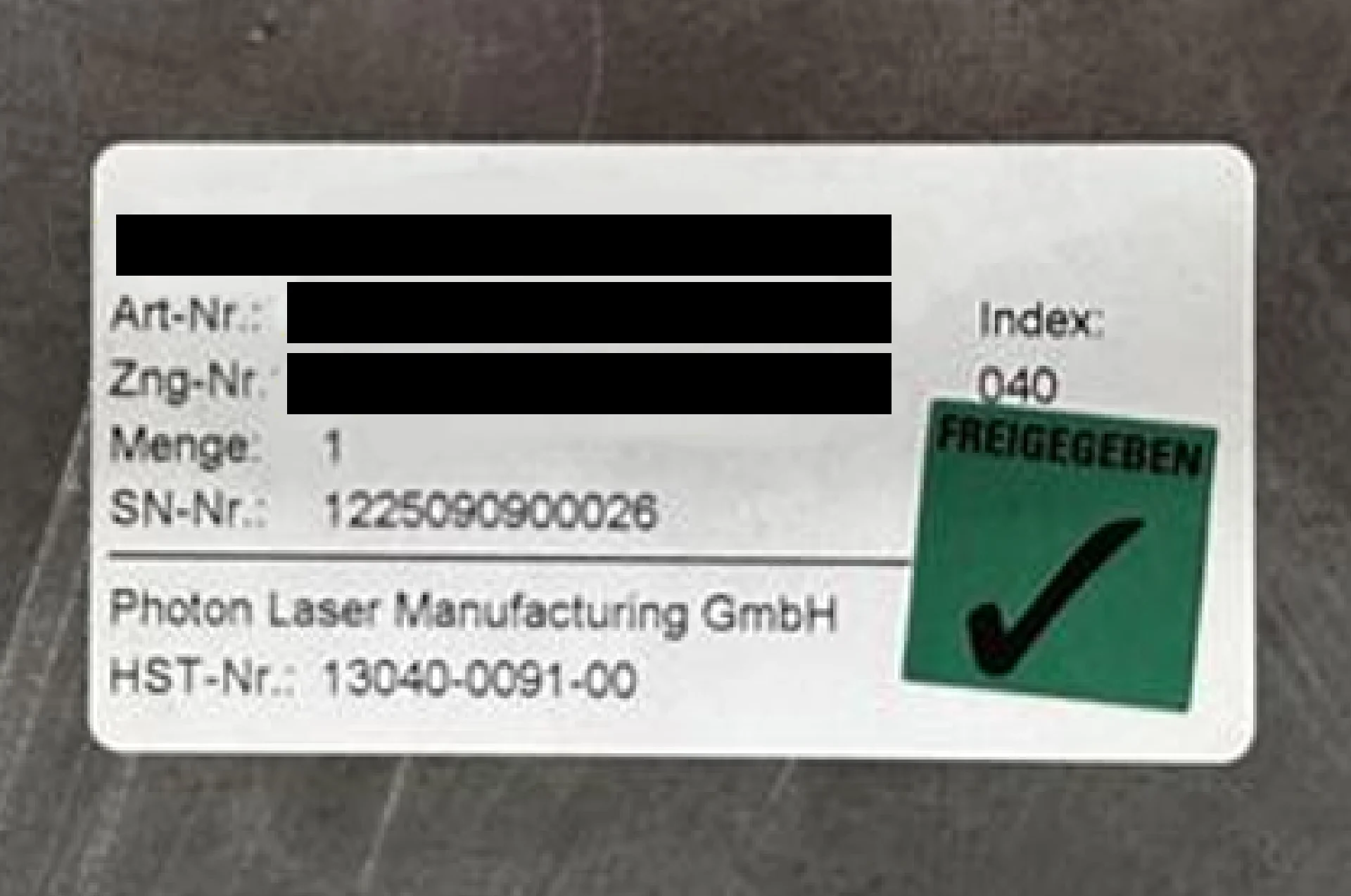 Photon, ID Bauteil, Qualitätssicherung