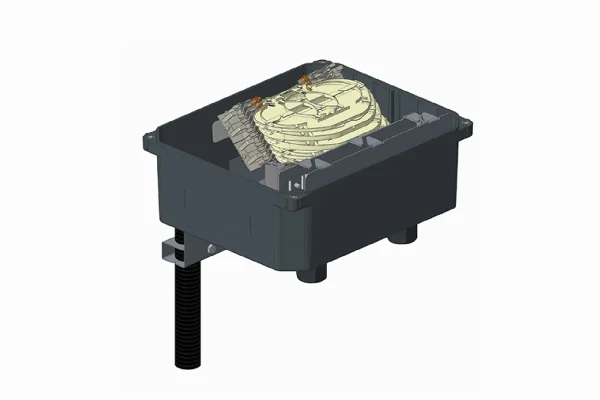 offenes Gehäuse Photon Anschlusskasten SEW95-LWL mit Spleißkassetten